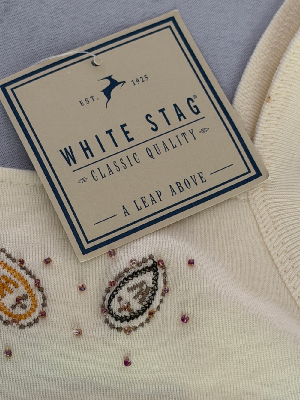 White Stag Embroidered Paisley Tank Top XL 16/18 NWT Cream Cotton - Picture 3 of 8
